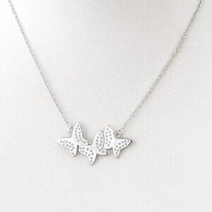 Elegant White Butterfly Silver Necklace With Pendant